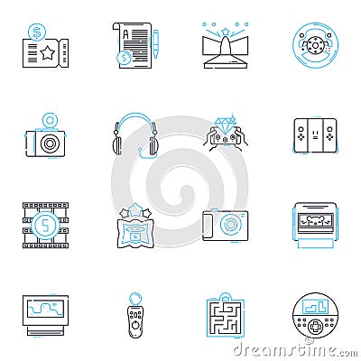 Web development agency linear icons set. Web design, Coding, Programming, HTML, CSS, JavaScript, React line vector and Vector Illustration