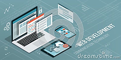 Web development and coding Vector Illustration