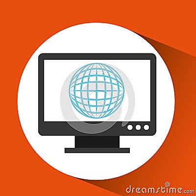 Web development computer gear global Vector Illustration