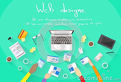 Web Development Create Design Site Building Team Vector Illustration