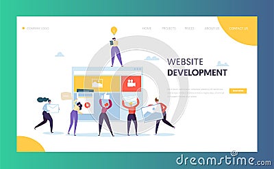 Web Development landing page template. Flat People Vector Illustration