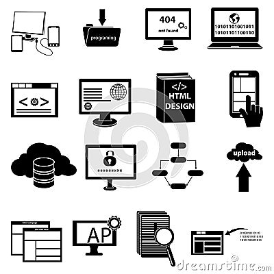 Web development and programming icons set Vector Illustration