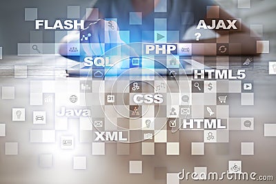 Web development. Programming. Internet and technology concept. Editorial Stock Photo