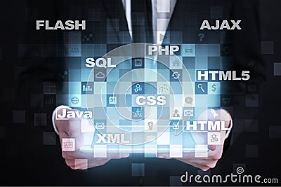 Web development. Programming. Internet and technology concept. Editorial Stock Photo