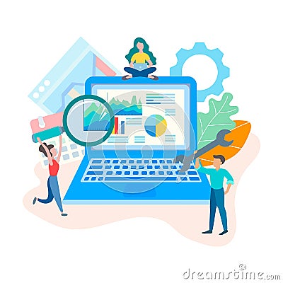 Web development. Seo optimization and web site design concept. Vector Illustration