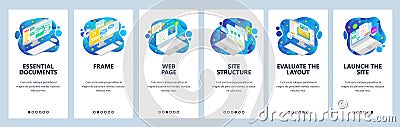 Web development, site wireframe, email and computer documents. Mobile app onboarding screens. Menu vector banner Vector Illustration