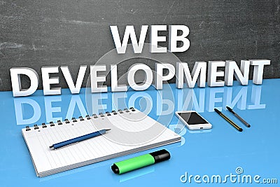 Web Development text concept Cartoon Illustration
