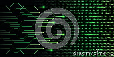 Web digital technology green binary code communication Vector Illustration