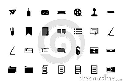 Web documents black color set solid style flat vector image Vector Illustration