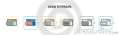 Web domain vector icon in 6 different modern styles. Black, two colored web domain icons designed in filled, outline, line and Vector Illustration