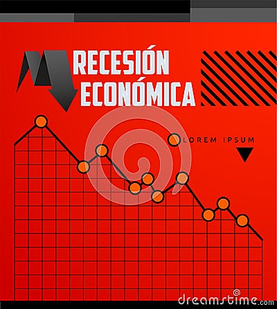 Recesion Economica, Economic Recession Spanish text vector design. Vector Illustration