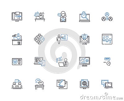 Web education line icons collection. E-learning, Online classes, Webinars, Tutorials, Web-based training, Digital Vector Illustration