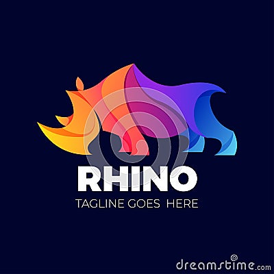 Elegant colorfull rhino logo vector illustration Vector Illustration