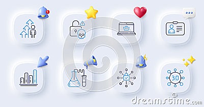 Web3, Employee result and Id card line icons. For web app, printing. Vector Vector Illustration