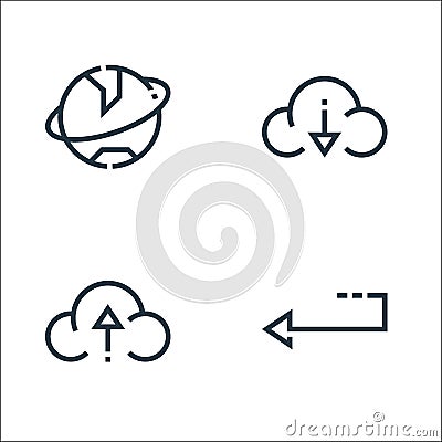 Web essentials line icons. linear set. quality vector line set such as left, cloud upload, cloud download Vector Illustration