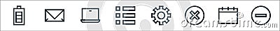 web essentials line icons. linear set. quality vector line set such as minus, calendar, cancel, option, menu, laptop, email Vector Illustration