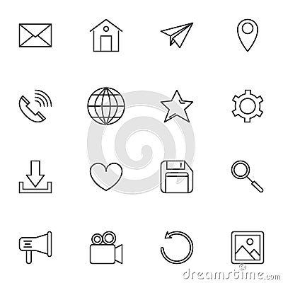 Web essentials line icons set Vector Illustration