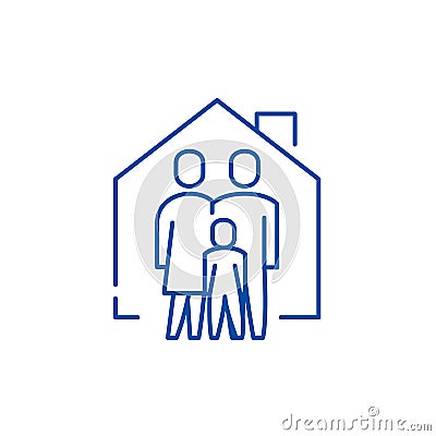 Family comfort line icon concept. Family comfort flat vector symbol, sign, outline illustration. Vector Illustration