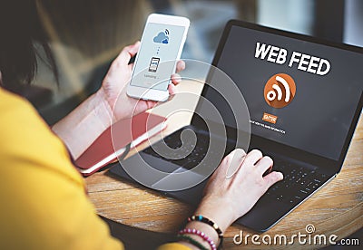 Web Feed Hashtag Internet Content Digital Media Concept Stock Photo