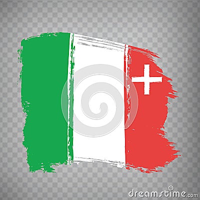 Flag Canton of Neuchatel brush strokes. Flag of Neuchatel on transparent background for your web site design, app, UI. Switzerlan Vector Illustration