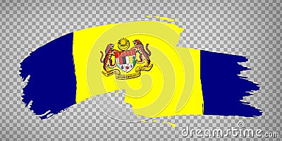 Flag Putrajaya brush strokes. Waving Flag Territory of Putrajaya on transparent background for your web site design, app, UI. Mal Vector Illustration