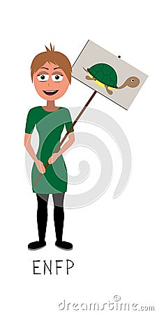 Flat activist woman vector represents ENFP personality Stock Photo