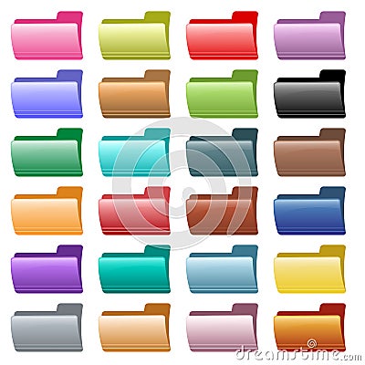 Web folder icons assorted colors Vector Illustration