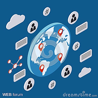 Web forum, online chat, discussion vector concept Vector Illustration