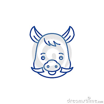 Funny boar line icon concept. Funny boar flat vector symbol, sign, outline illustration. Vector Illustration