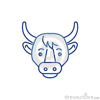 Funny cow line icon concept. Funny cow flat vector symbol, sign, outline illustration. Vector Illustration