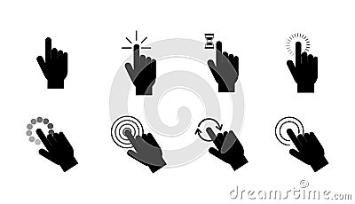 Hand cursor icon click. Vector Illustration