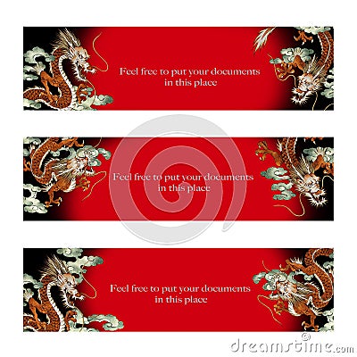 Web header design using the Japanese-style dragon Stock Photo