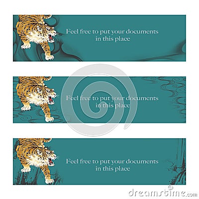Web header design using the Japanese-style tiger Stock Photo