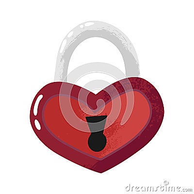 Heart lock icon closed. Flat vector stock illustration. Heart shaped padlock in flat cartoon style. Vector Happy Valentine day Vector Illustration