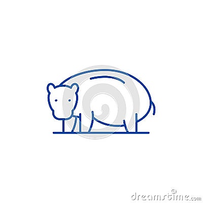 Hippopotamus line icon concept. Hippopotamus flat vector symbol, sign, outline illustration. Vector Illustration