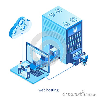 Web hosting concept Cartoon Illustration