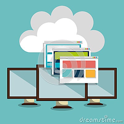 web hosting design Cartoon Illustration