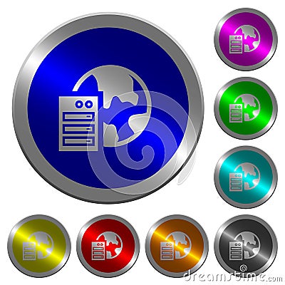 Web hosting luminous coin-like round color buttons Stock Photo