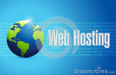 Web hosting international binary concept Cartoon Illustration