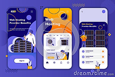 Web hosting unique design kit for social networks Vector Illustration