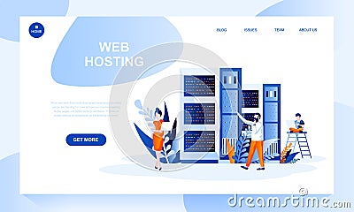 Web hosting vector landing page template Vector Illustration