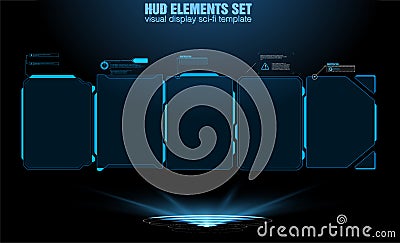 HUD elements mega set pack. Dashboard display virtual reality technology screen. Vector Illustration