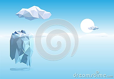 Iceberg ocean underwater scape background template Vector Illustration