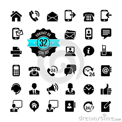 Web icon set. Contact us Vector Illustration