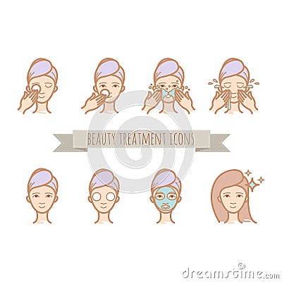 Web icons - beauty treatment, face care, mask Vector Illustration