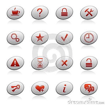 Web icons on ellipse buttons 2 Vector Illustration