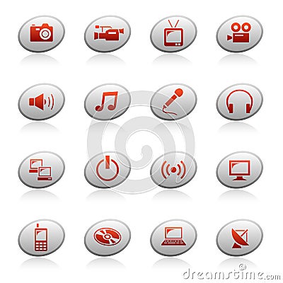 Web icons on ellipse buttons 4 Vector Illustration