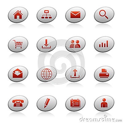 Web icons on ellipse buttons Vector Illustration