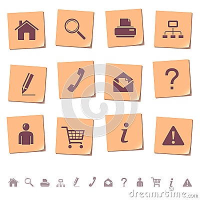 Web icons on memo notes 1 Vector Illustration