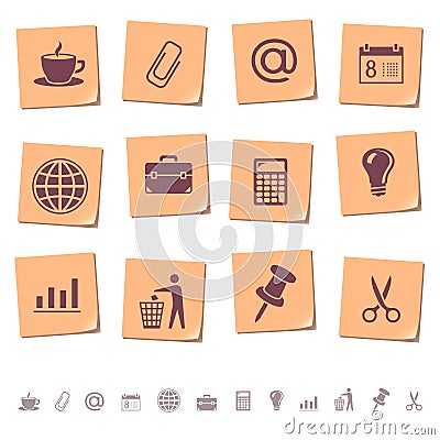 Web icons on memo notes 2 Vector Illustration